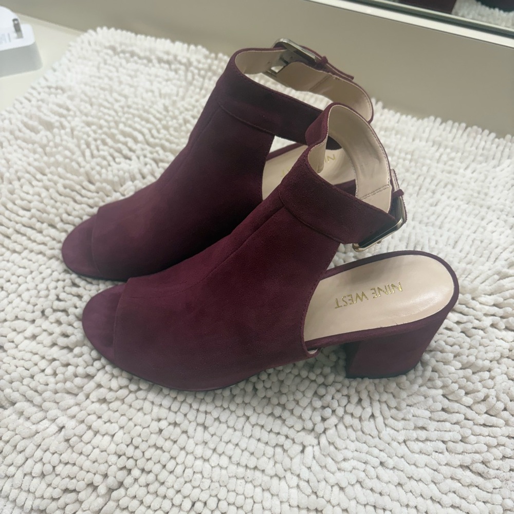 Nine West Women's Dark Red Open Toe Heels